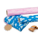 Geschenkpapier Wolken, Blau und Wei&szlig;, 0,70 x 10 m -Geburtstagspapier f&uuml;r Kinder