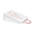 Tragetasche Merry Christmas 26 x 34 x 12 cm, weißes Kraftpapier, rote Kordelhenkel