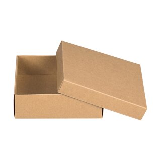 Folding box 15.5 x 15.5 x 5 cm, brown, lid, kraft cardboard - set of 10