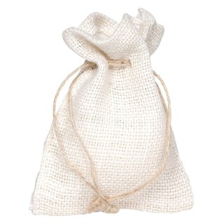 Gift bag with cord, 12 x 17 cm, Jute, white