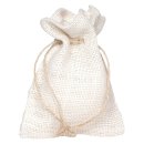 gift bag with cord, 9 x 12 cm, white jute
