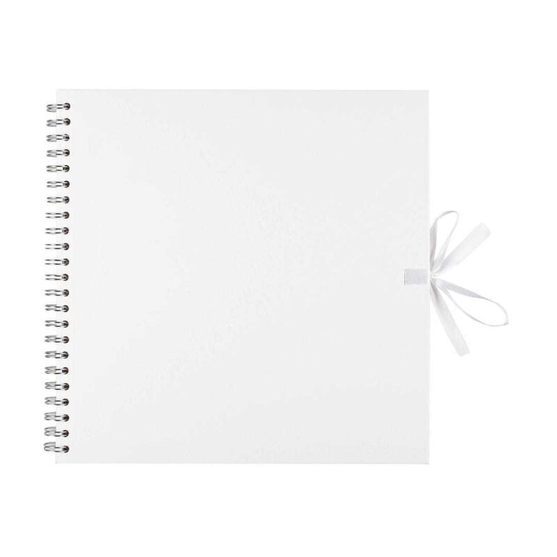Album 30 x 30 cm weiß, 40 Blätter weißes Kraftpapier, Spiralalbum, Scrapbooking-Album