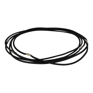 Rubber cord, black, 350 mm, closed ring, textile braided