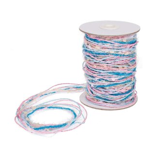 Jute yarn, multicolor, turquoise, pink, natural 15 m
