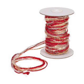 Jute and wool twine multicolor, red, nature, 15 m