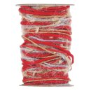 Jute and wool twine multicolor, red, nature, 15 m