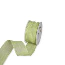 Deco ribbon linen look Pale green, 5 cm, 8 m, single-coloured